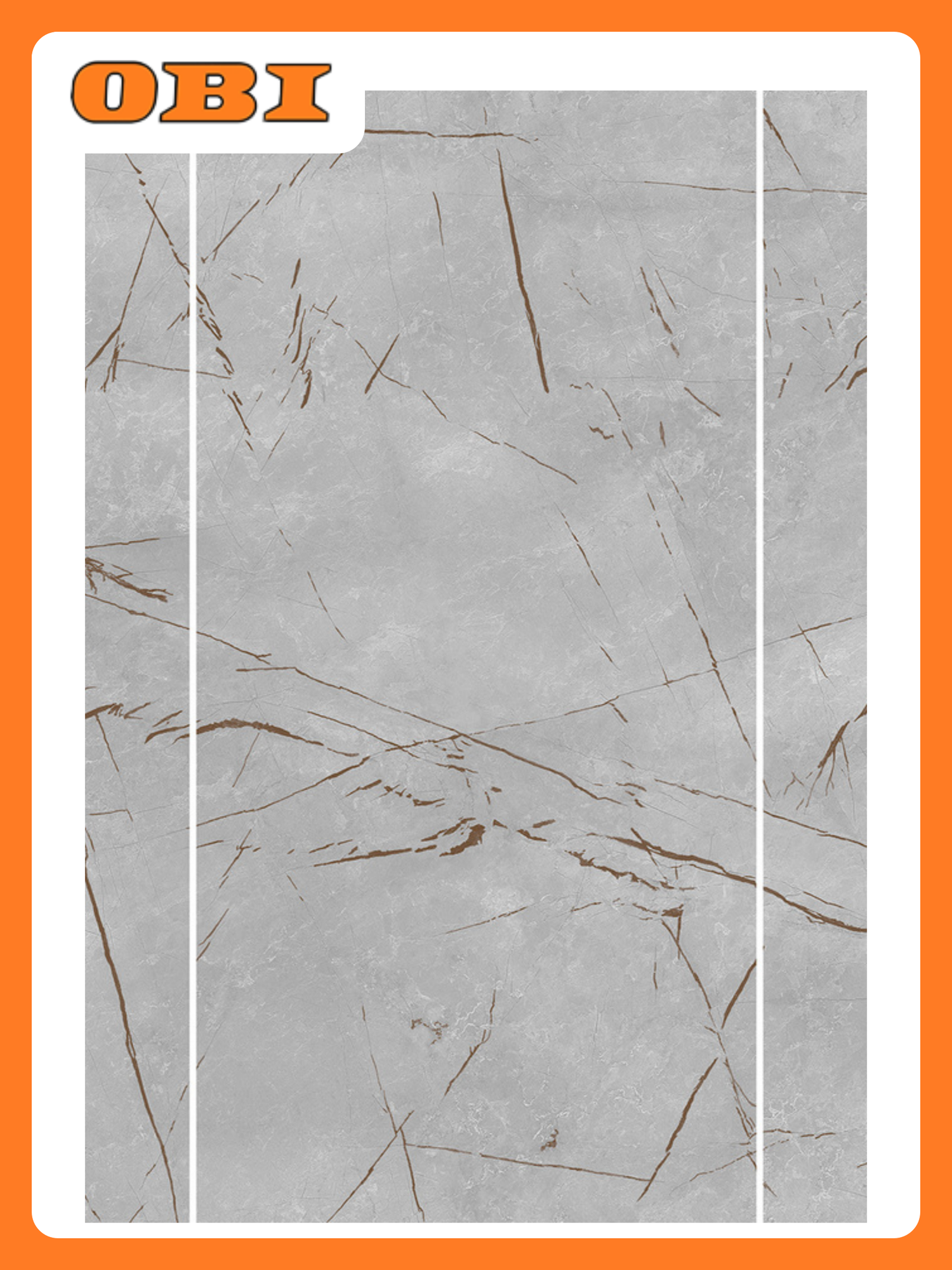 Панель ПВХ Stella Light Slim влагостойкая для ванной мрамор грей 25x260 см