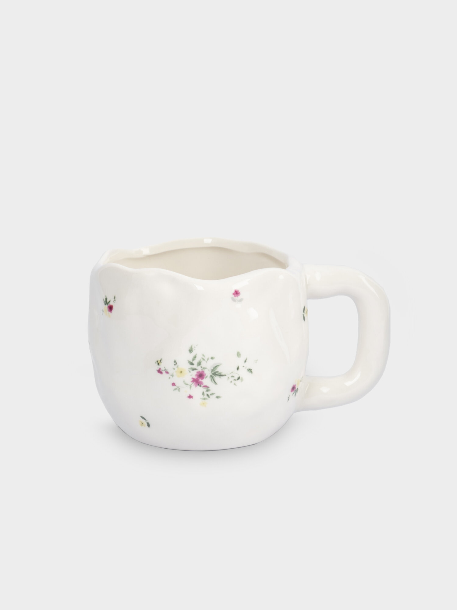 Кружка, 550 мл, керамика, белая, Цветы, Meadow — фото 1