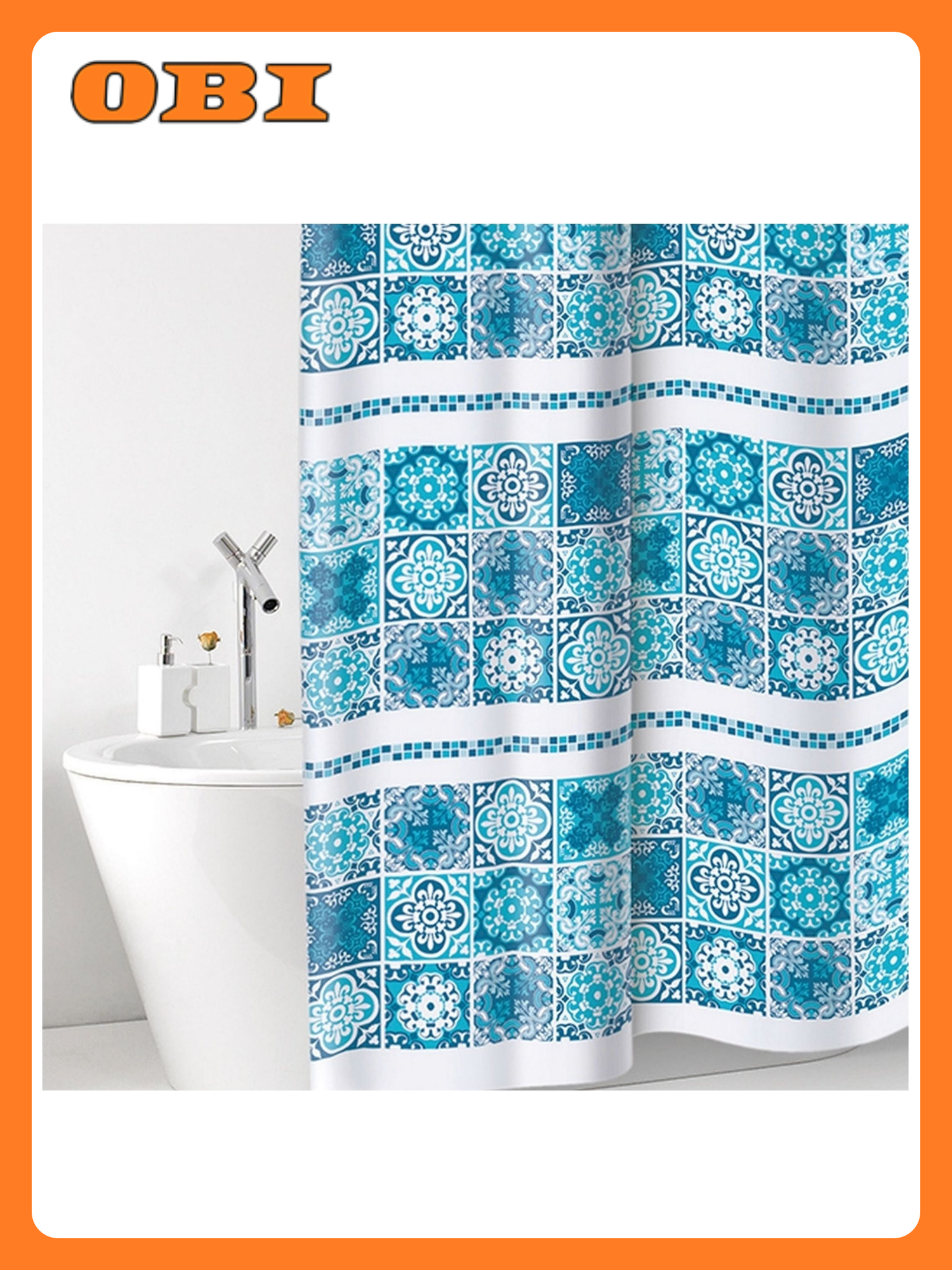 Штора для ванны Bacchetta Cementine 182х182 см синяя