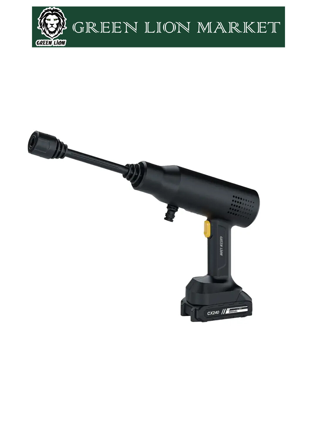 Беспроводной пистолет для мойки под давлением Green Lion CX240, 6000 мАч, 36 бар, карчер