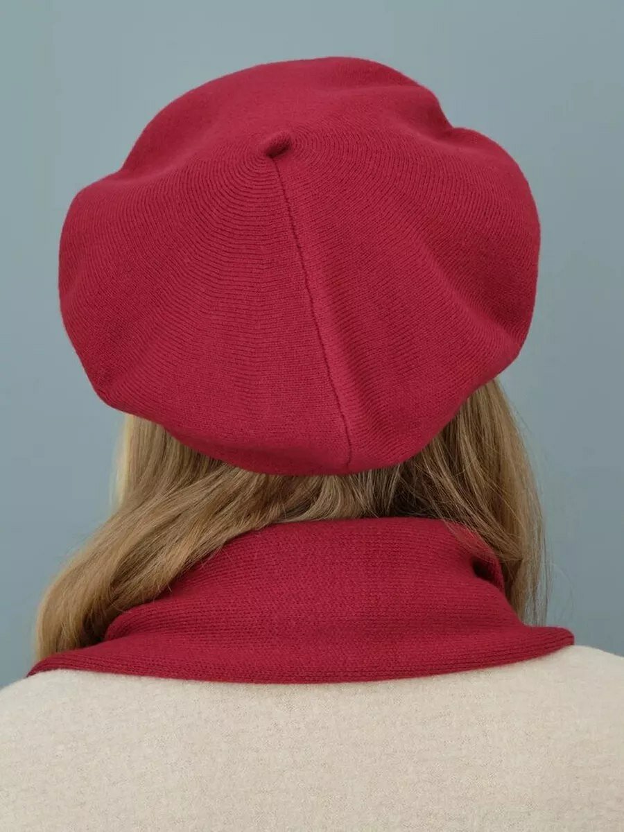 Берет  для девочек и женщин, размер 7.5, бордовый — фото 1