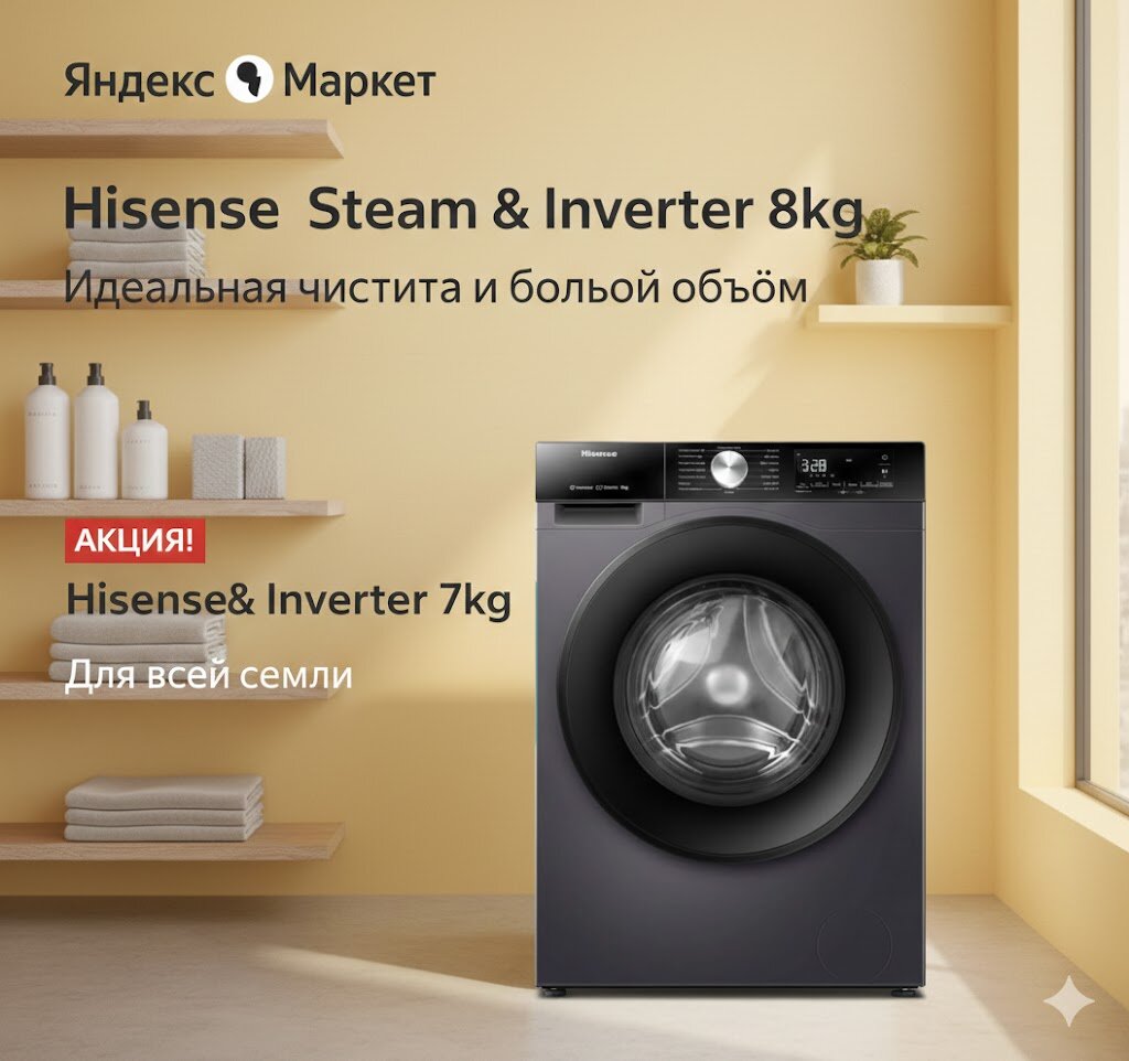 Стиральная машина Hisense WF3S8043BB 8 Кг — фото 1