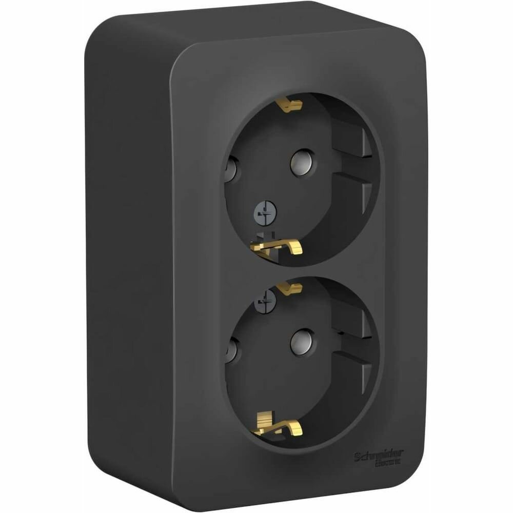 Розетка 2-м ОП Blanca 16А IP20 250В с заземл. без защ. шторок с изолир. пластиной антрацит SE BLNRA010216