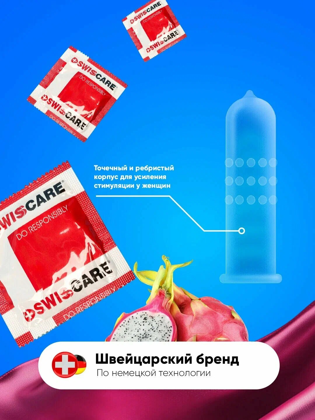 Презервативы Dragon Fruit со вкусом — ультратонкие, надежная защита, 1шт.