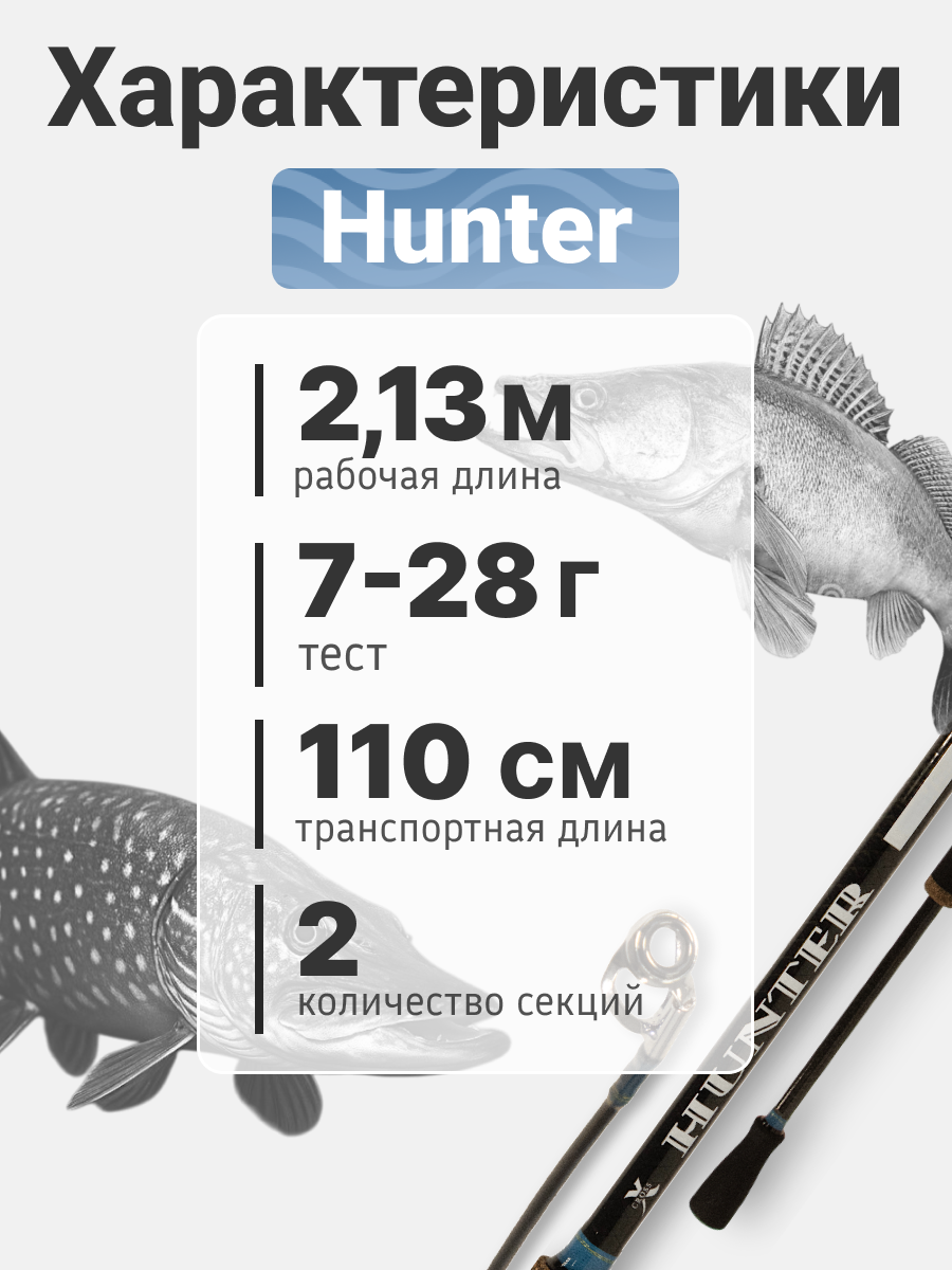 Спиннинг "Volzhanka Hunter" тест 7-28гр 2.13м (2 секции) — фото 1