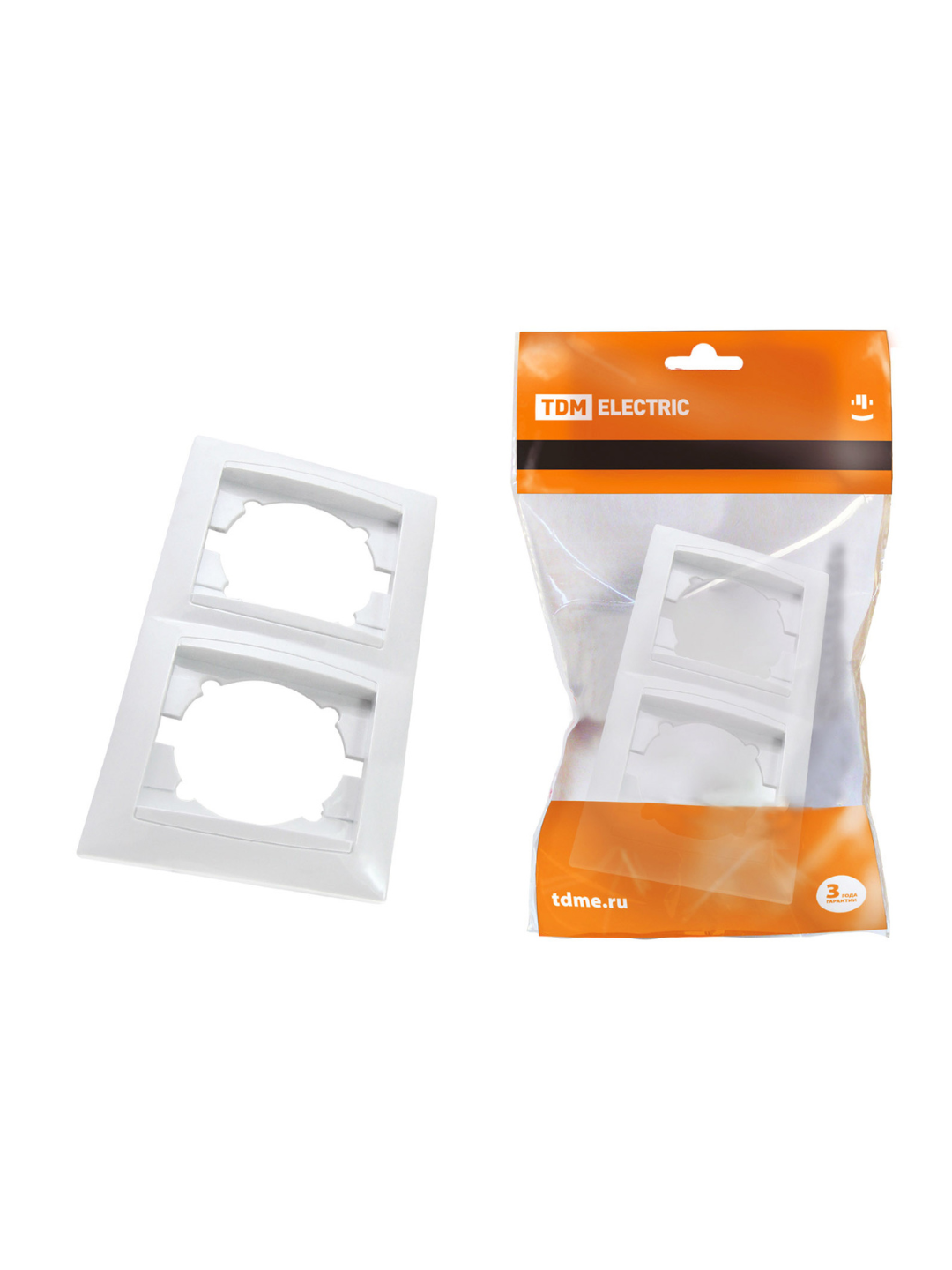 Рамка 2-х постовая горизонтальная белая "Лама" TDM SQ1815-0030