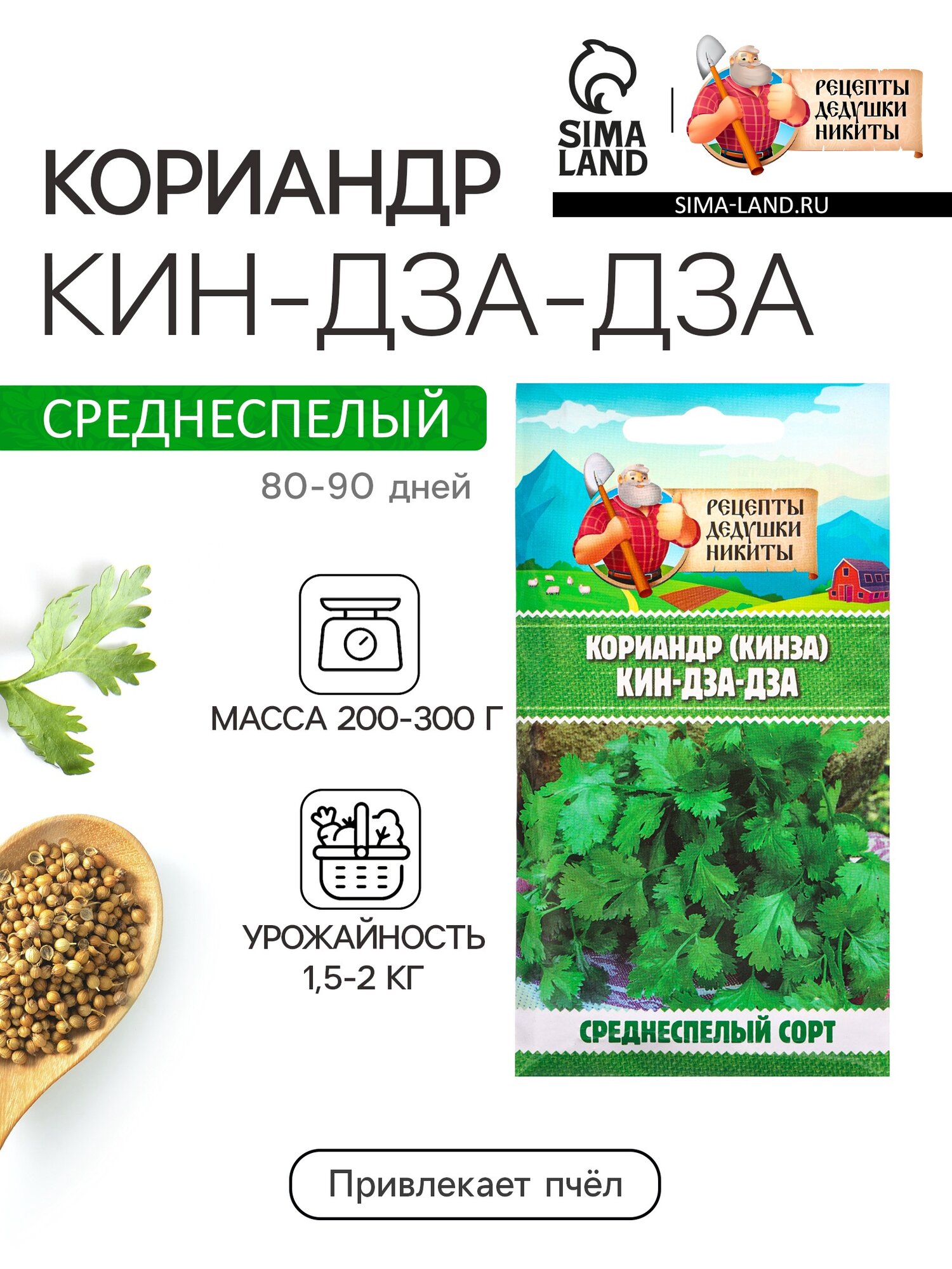 Семена Кориандр - кинза Кин-Дза-Дза. 2 упаковки