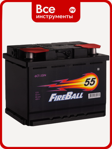 Изображение товара Аккумулятор FIRE BALL 6ст 55 N, 480 А CCA, 555107020, химический состав, стандартные клеммы, 12‑вольтная система