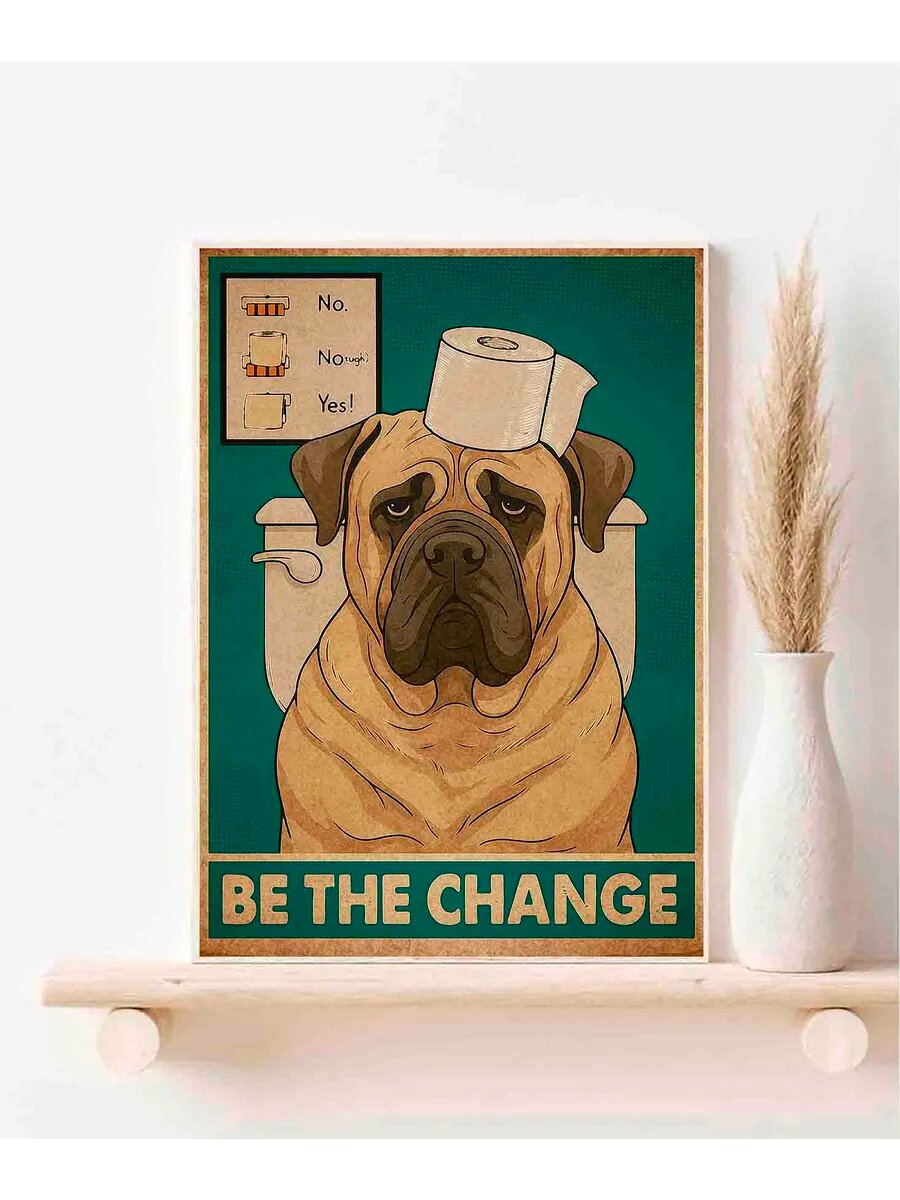 Английский мастиф - собака, Be The Change, Плакат 30x42см