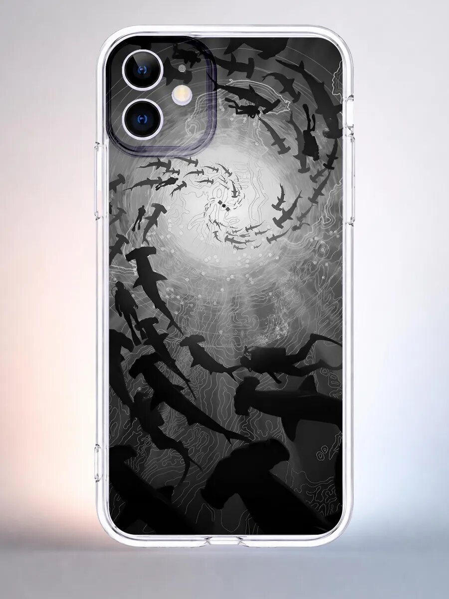 Чехол iPhone 11 акулы молот силиконовый прозрачный