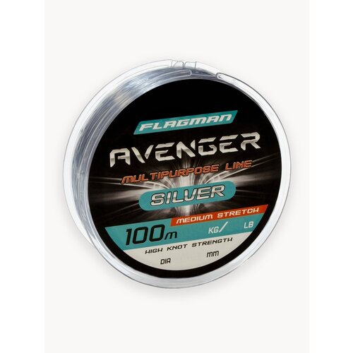 Леска FLAGMAN Avenger Silver Line, монофильная, серый цвет, 100м, 0.45мм, разрывная нагрузка 18.8кг