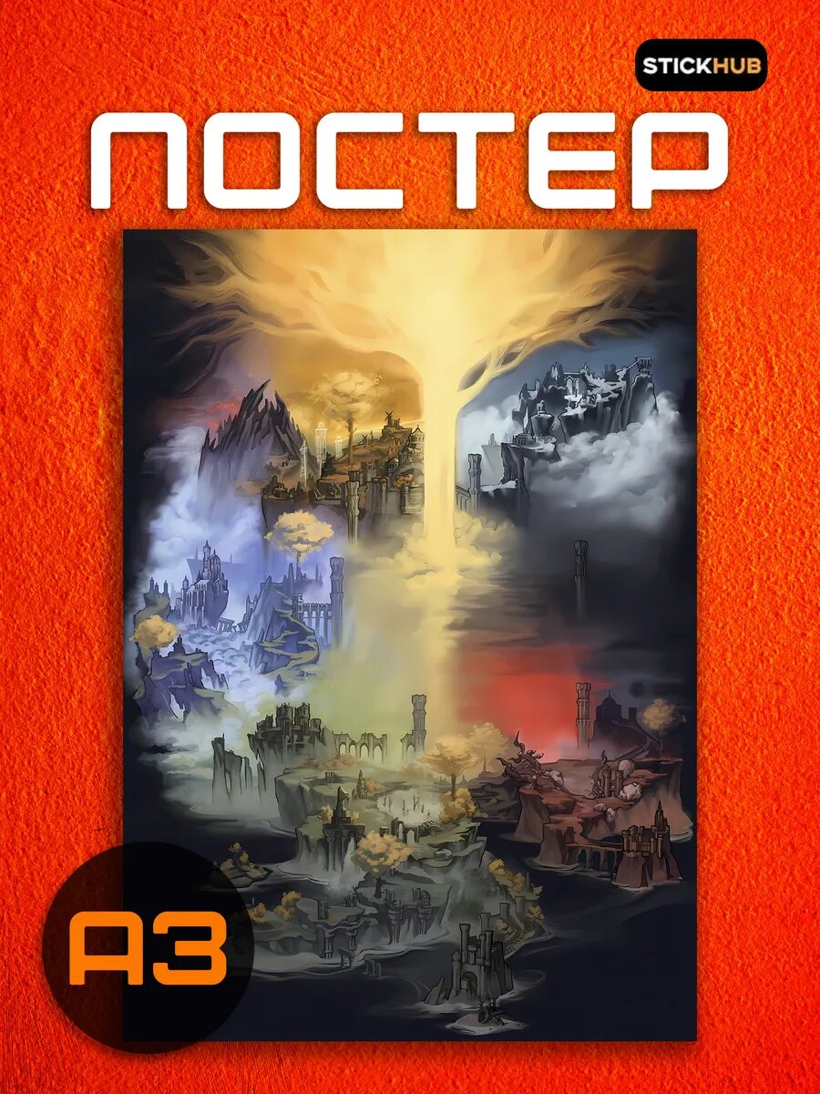 Постер на стену Древо Эрд: Карта Междуземья, Elden Ring