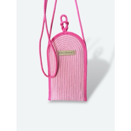фото Сумка кросс-боди knit knot, фактура рельефная, розовый,
