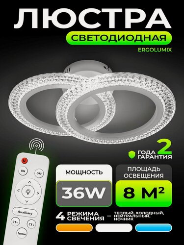 Изображение товара Люстра потолочная светодиодная 36W Светильник потолочный светодиодный на кухню, прихожую и спальню