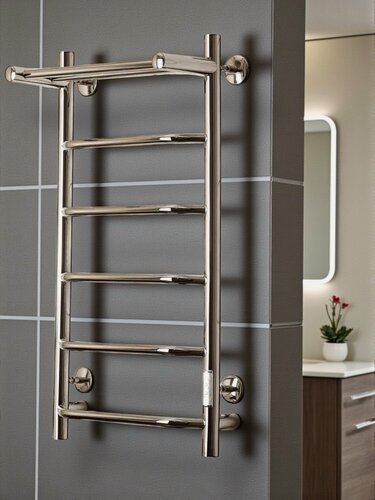 Изображение товара Полотенцесушитель электрический TermoPrime 400мм 800мм форма лесенка с полкой, подключение универсальное/кабель с вилкой