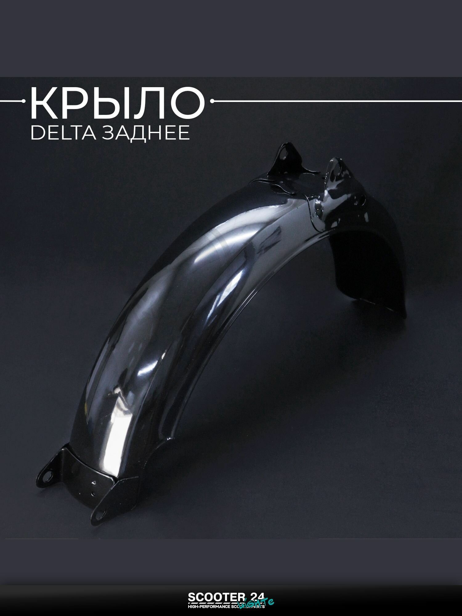 Крыло заднее на мопед и мотоцикл Delta / Дельта (черное) "LIPAI"
