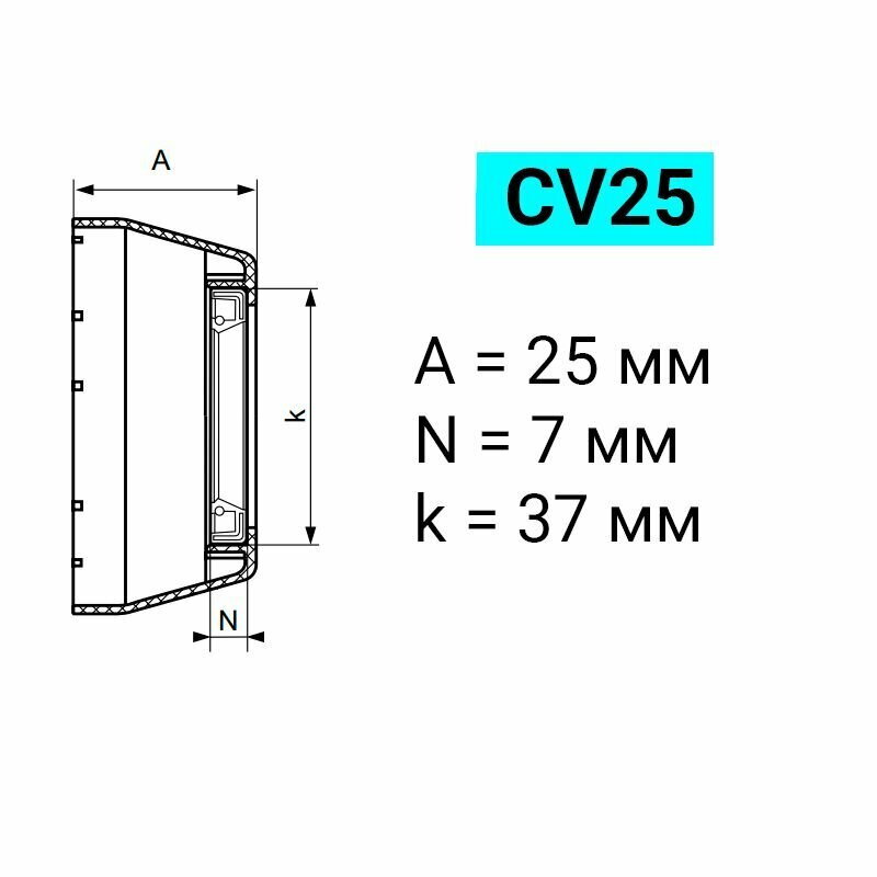 Крышка термопластиковая с отверстием сквозным CV25