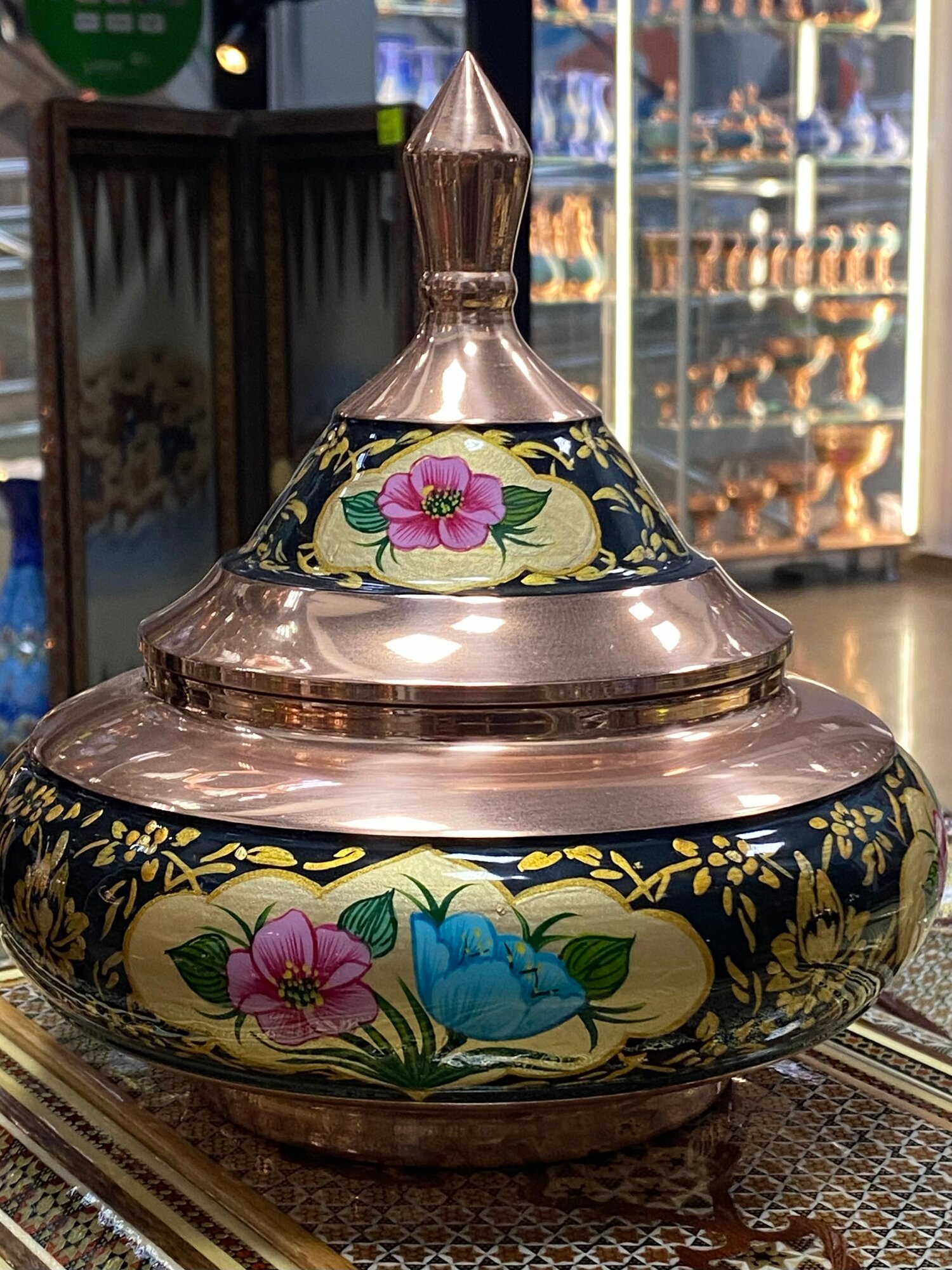 Сахарница Персидский базар "Ташир Иран", ручная работа, медная, 18см х 16см