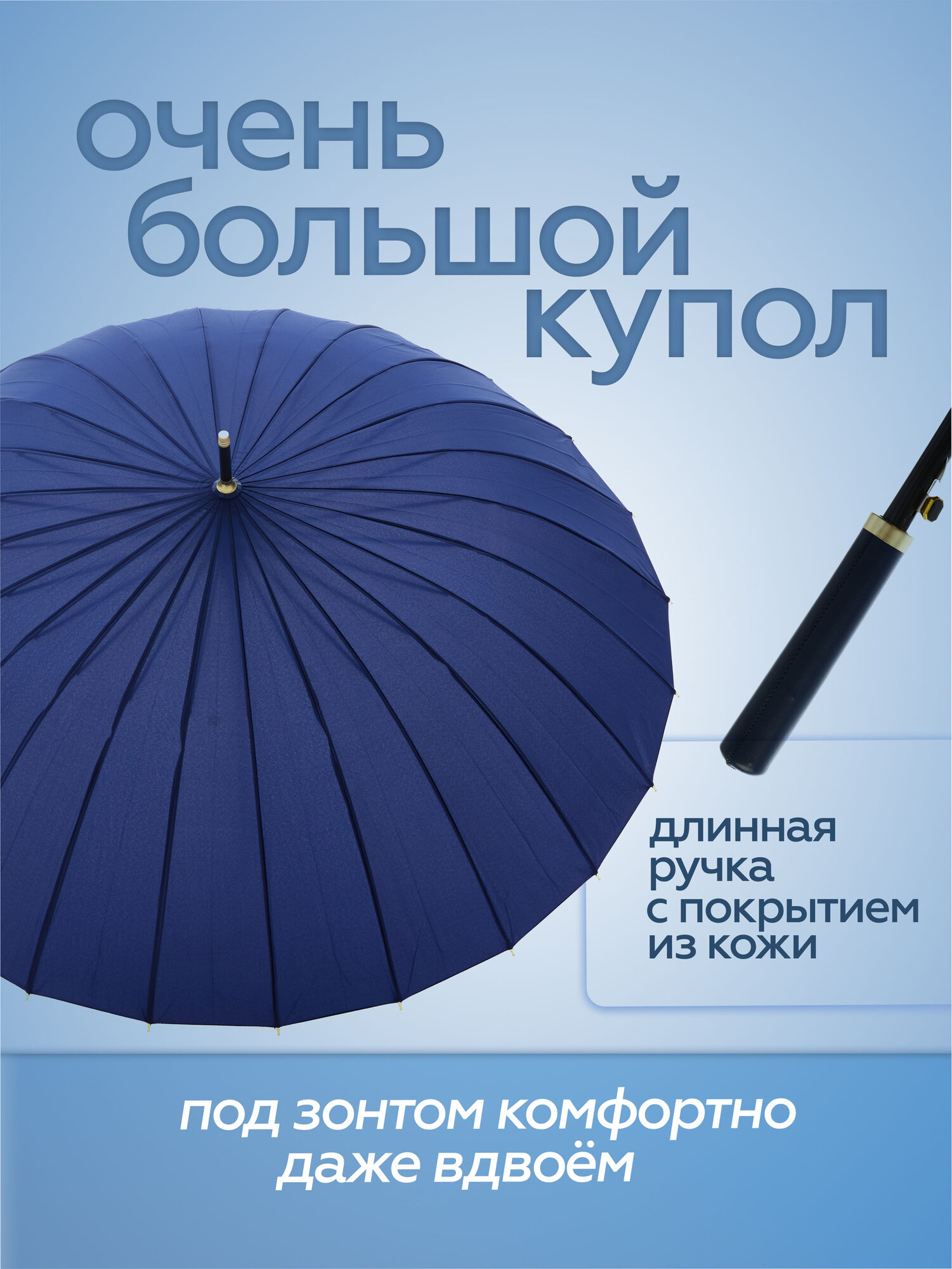 Зонт-трость RAINDROPS, blue — фото 1