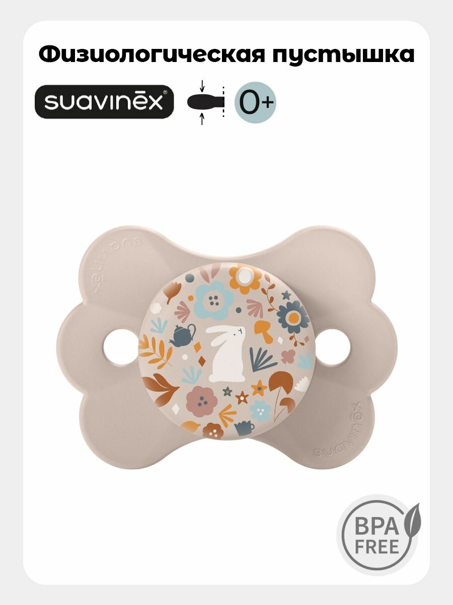Suavinex Пустышка физиологическая Wonderland для новорожденных 0-6 месяцев, силиконовая, симметричная соска SX Pro, розовая