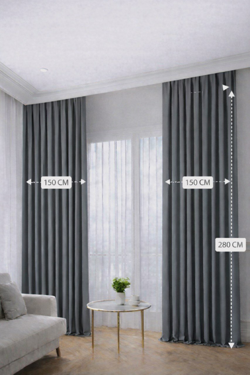 Штора Dona Shtor, бархат, светонепроницаемые, 150x280см, серый