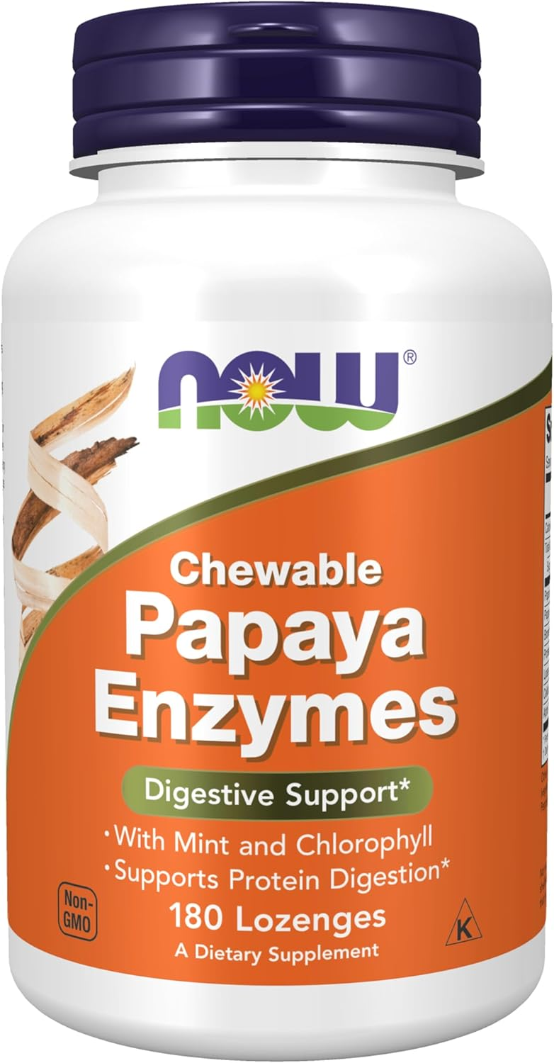 NOW Foods Papaya Enzymes, 180 леденцов, для поддержки пищеварения после еды.
