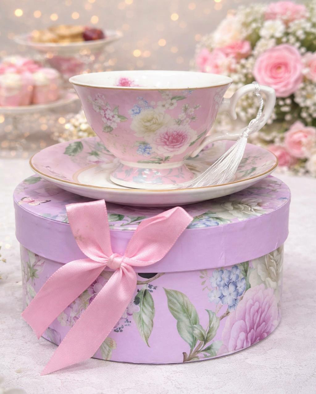 Фарфоровый чайный набор MGeezz — кружка и блюдце, для чая и кофе, красиво упакованный современный подарочный набор