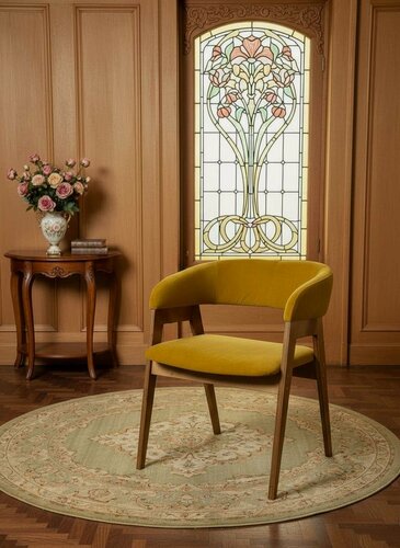 Изображение товара Стул на кухню "Купер Ultra Mustard" велюр, цвет горчица, мягкая спинка, подлокотники