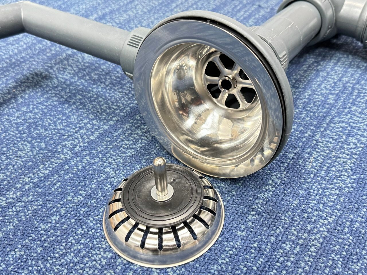 Сифон для двойной раковины универсальный с переливом — фото 1