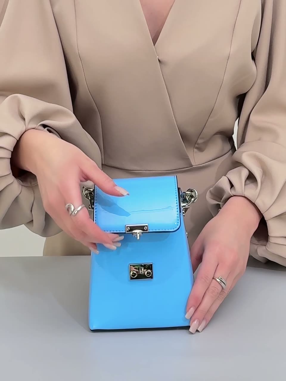 Сумка кросс-боди TERVOLINA, фактура гладкая, синий — фото 1