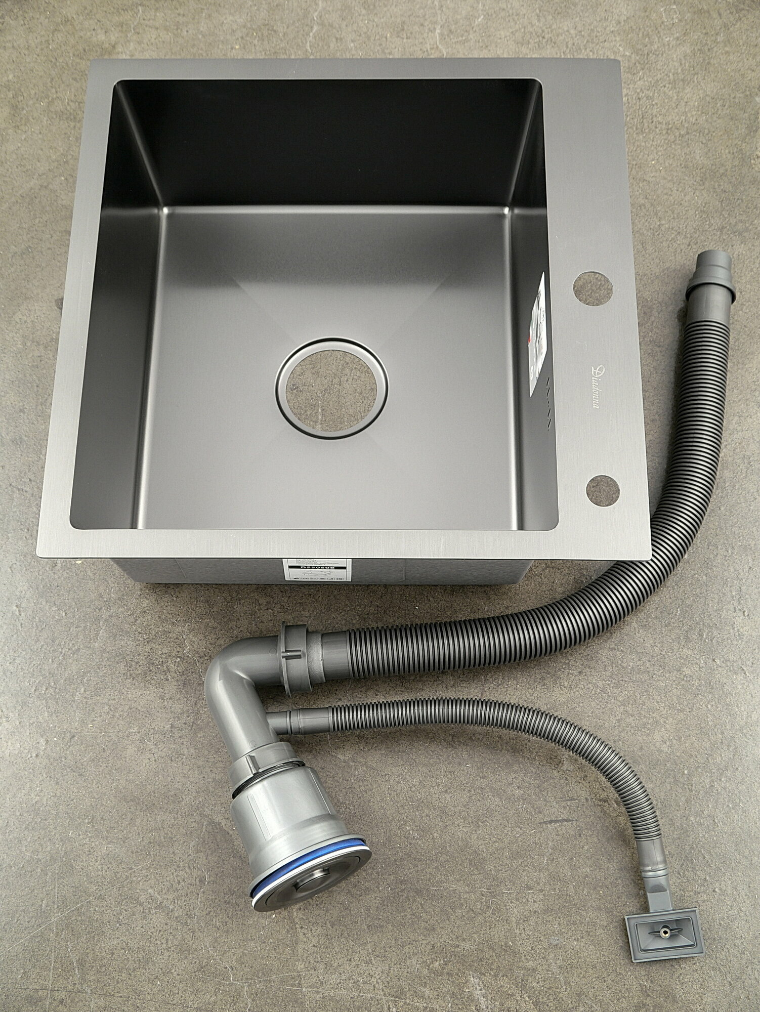 Мойка кухонная Diadonna, квадратная, нержавеющая сталь, матовый черный — фото 1