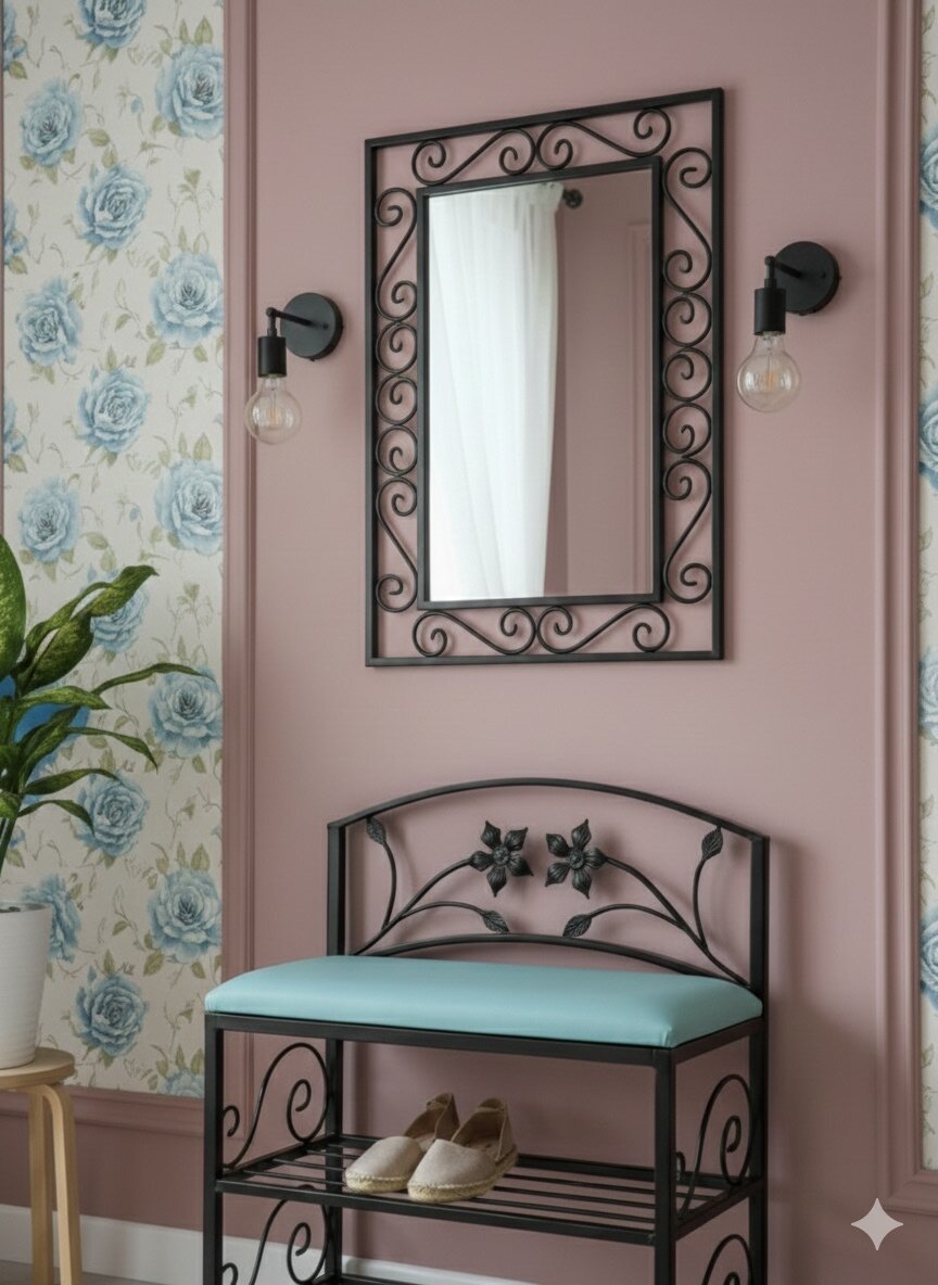 Кованая банкетка №04, Студия кованой мебели Нива, цвет голубой — фото 1