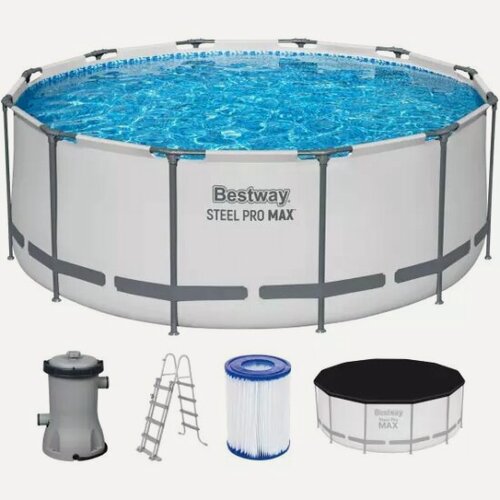 Изображение товара Бассейн Bestway Steel Pro Max 366х122см, 10250л, фильтр-насос 2006л/ч, лестница, тент, 56420 BW