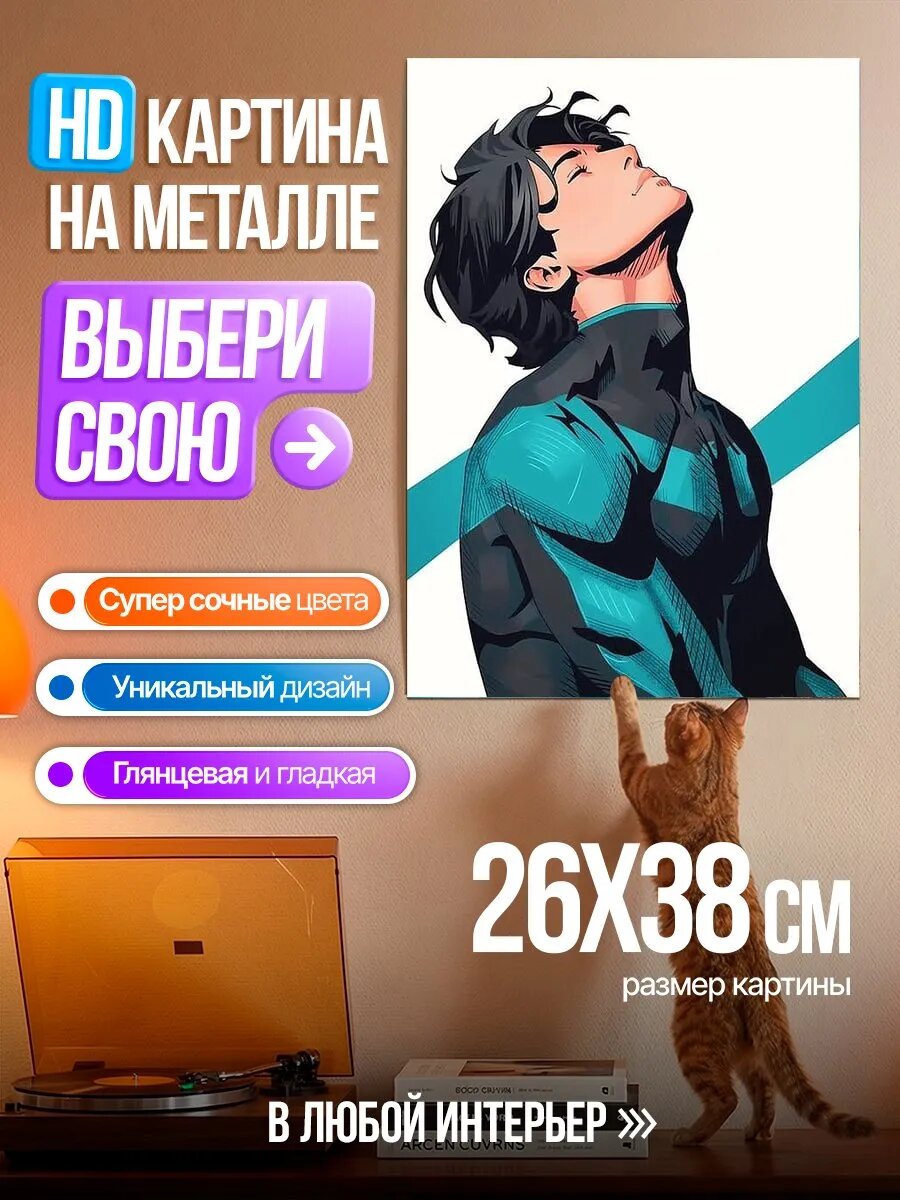 Картина на HD металле Ночной ястреб в костюме