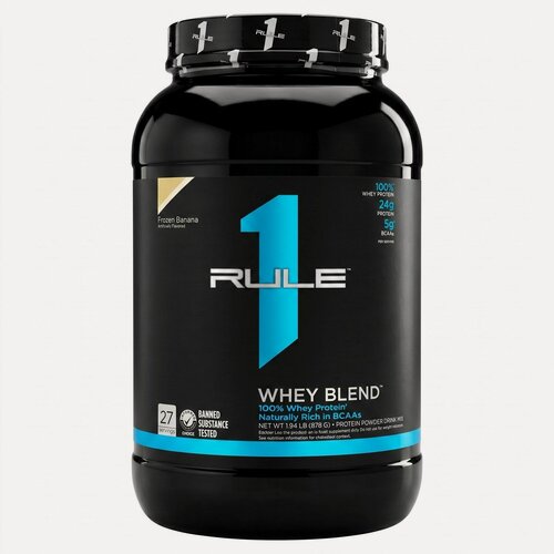 Изображение товара Rule One Proteins, Whey Blend, протеиновая смесь для приготовления напитка, Морозный банан, 878 г