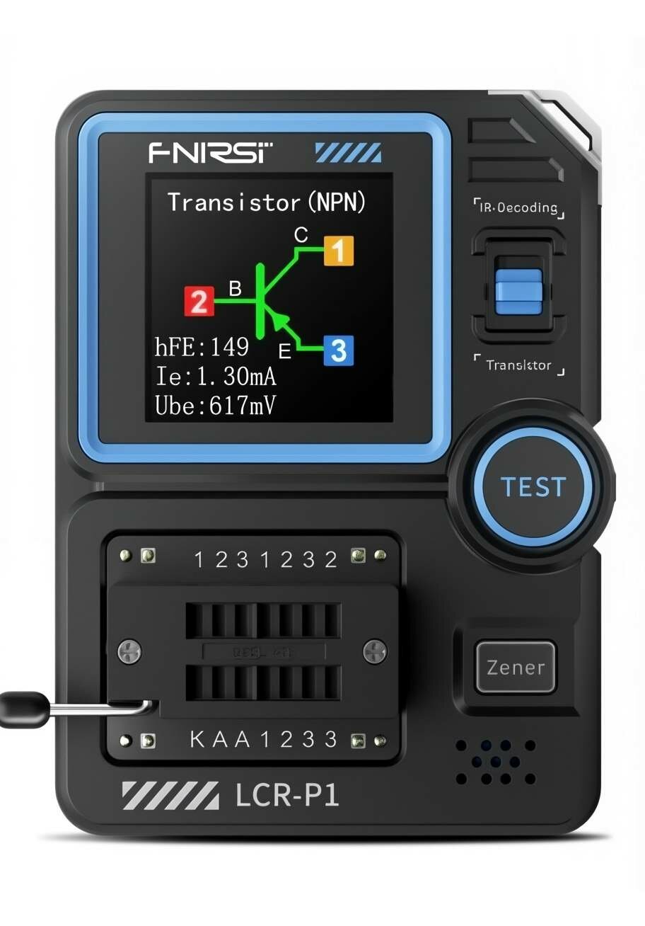 Тестер транзисторов FNIRSI "LCR-P1", цветной экран, LRC-метр, цифровой, черный