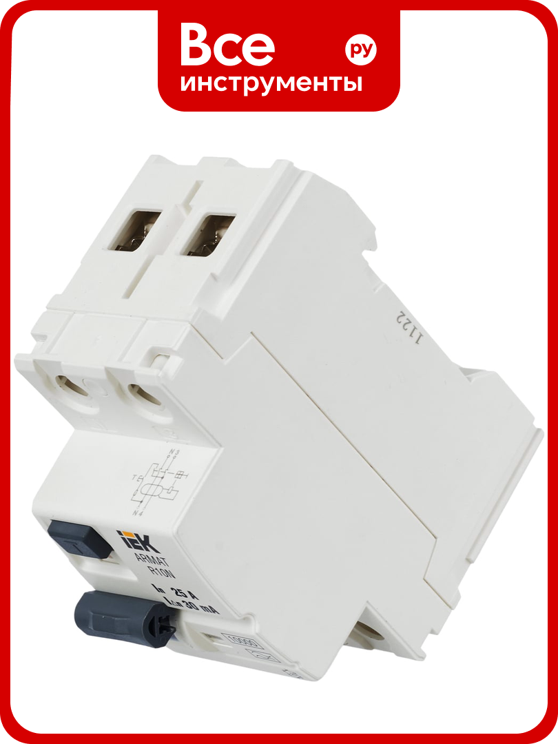 Выключатель дифференциального тока IEK ARMAT R10N 2P 25А 30мА тип A AR-R10N-2-025A030, 25 А, модульный, DIN-рейка