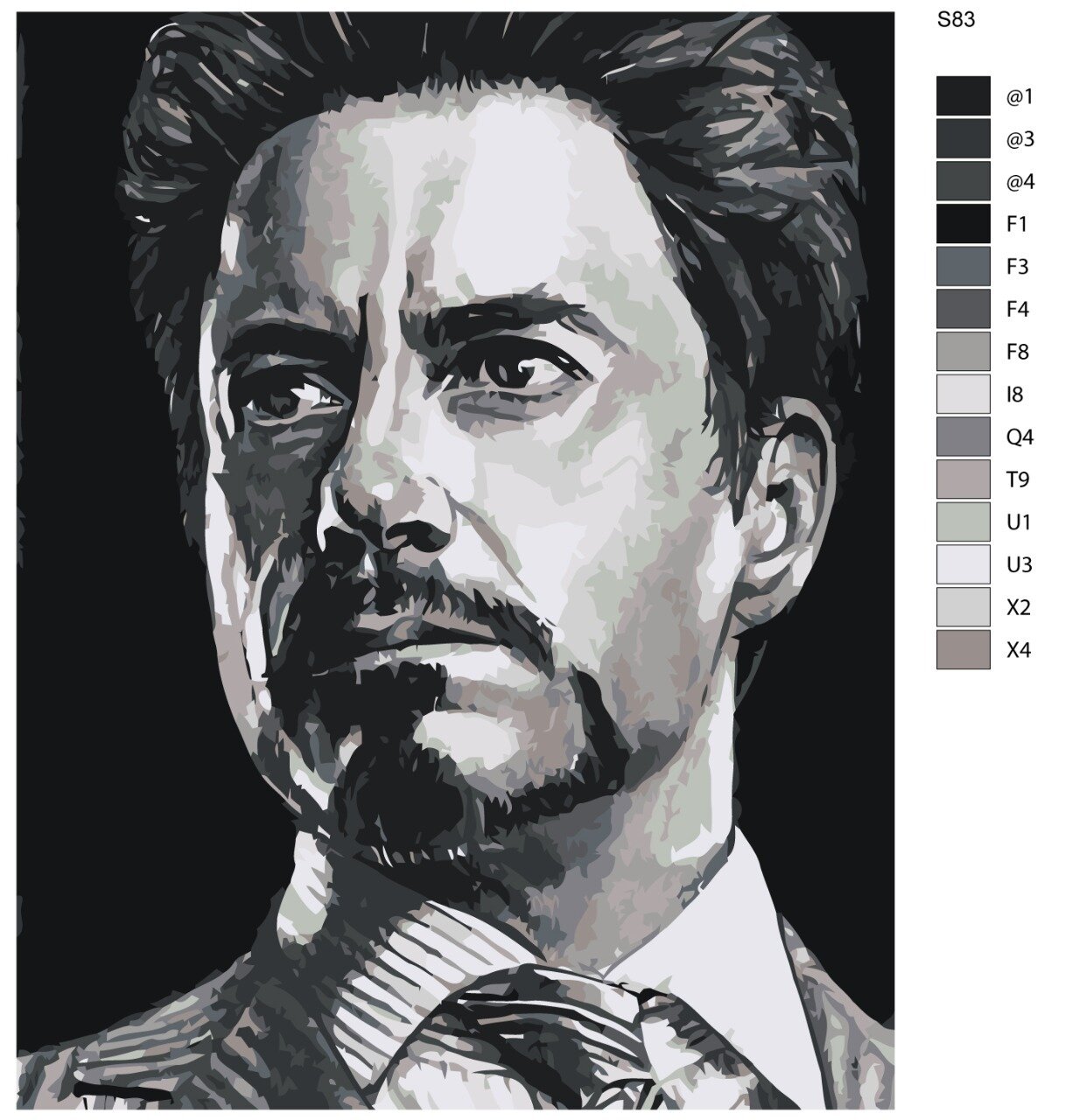 Картина по номерам S83 "Роберт Дауни-младший" 40X50