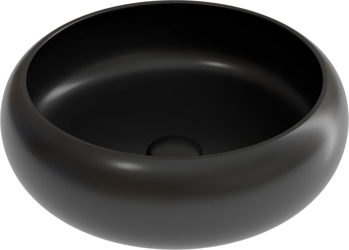 Накладная раковина Ceramicanova Element CN6050MB черная матовая, фарфор, матовый черный, 36×36×12 см