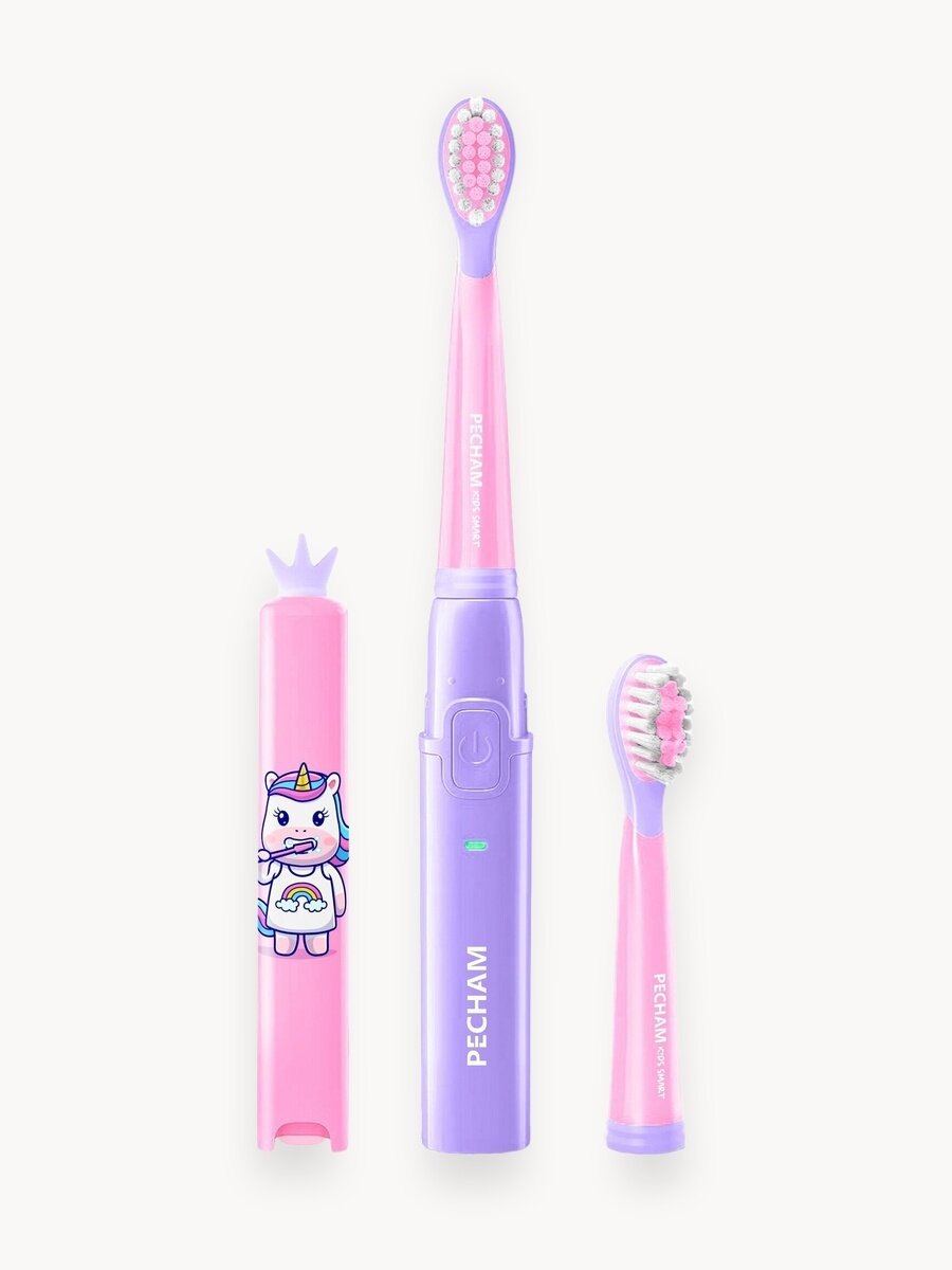 Зубная щетка электрическая PECHAM PC-089 Kids Smart, звуковая, от 3+, с 2 насадками и зарядкой