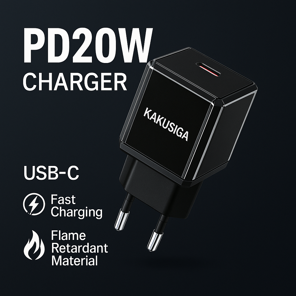 Адаптер для быстрой зарядки KAKUSIGA PD20W | Выход USB-C | Европейская вилка | Быстрая зарядка 20 Вт