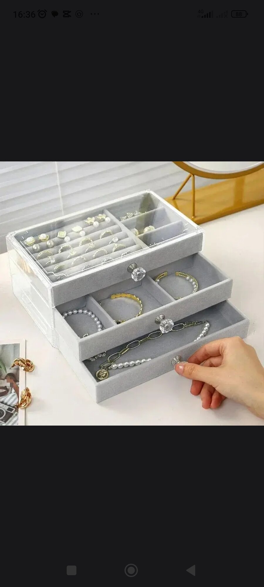 Шкатулка 3 ярус бежевый — фото 1