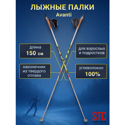 Палки лыжные STC 150 Avanti деколь серебристые 100% углеволокно