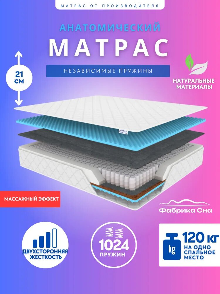 Матрас на кровать анатомический Фабрика Сна Massage Spring Comfort, 160х190