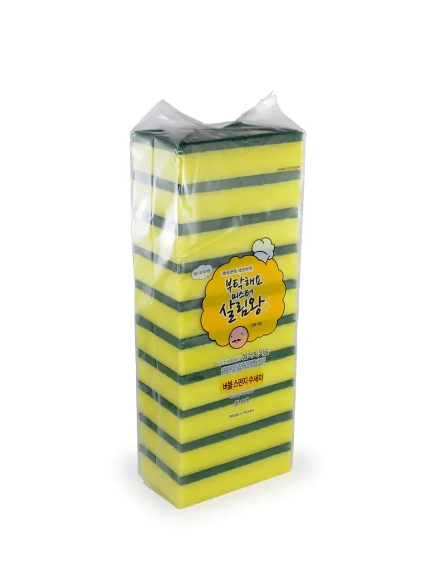 Губка для мытья посуды двухслойная 10шт/уп