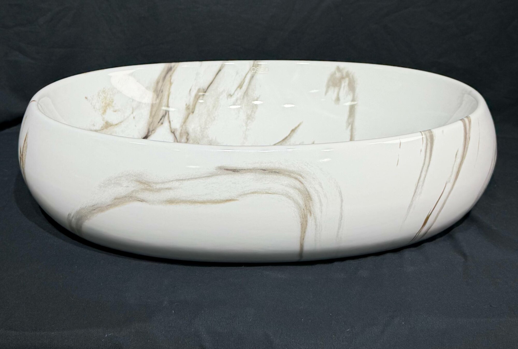 Раковина накладная OSSO 836 NATURAL STONE, керамическая, овальная, белый, для ванной комнаты