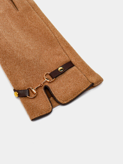 Перчатки  для девочек и женщин, размер one size, хаки — фото 1