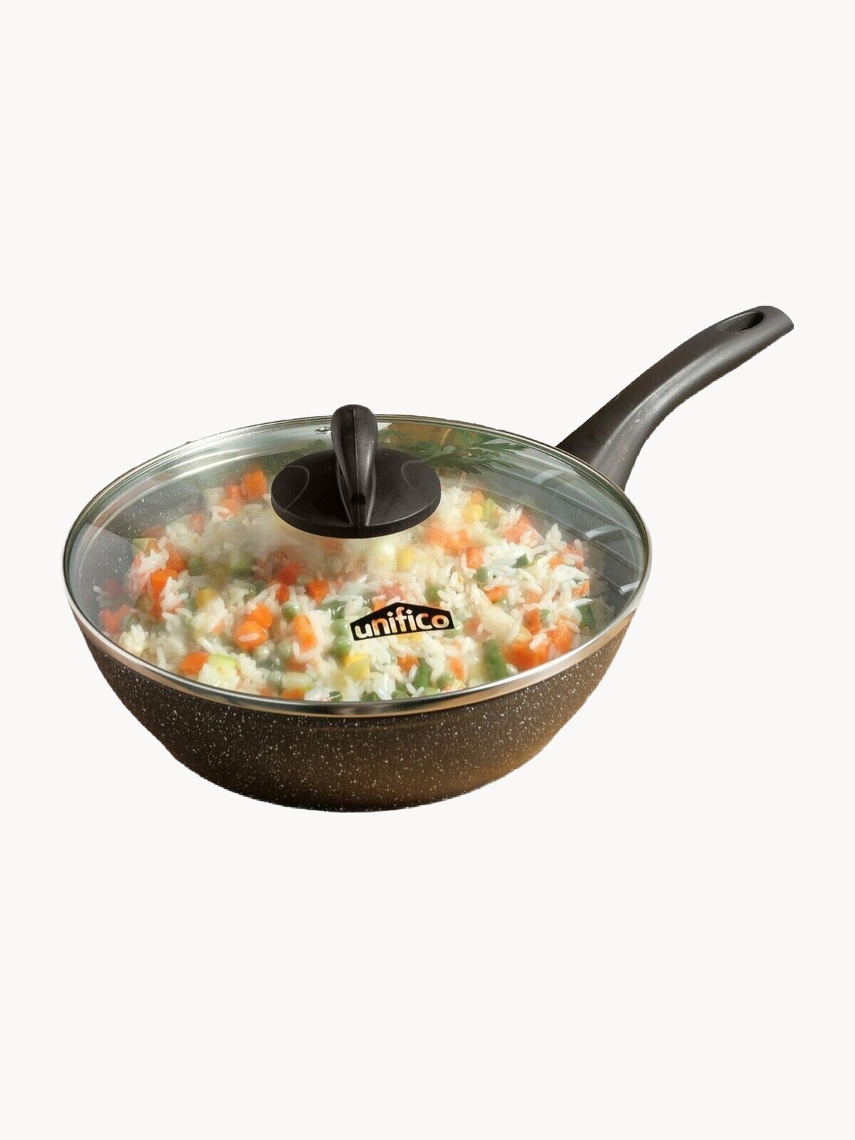 Сковорода с крышкой 26 см глубокая (индукция) UNIFICO Vigoroso Cioccolato (широкое дно)