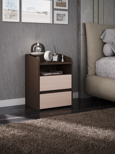 Изображение товара Напольная тумба MFMaster "Vitto-184", ЛДСП, с ящиками, полка, венге-дуб молочный