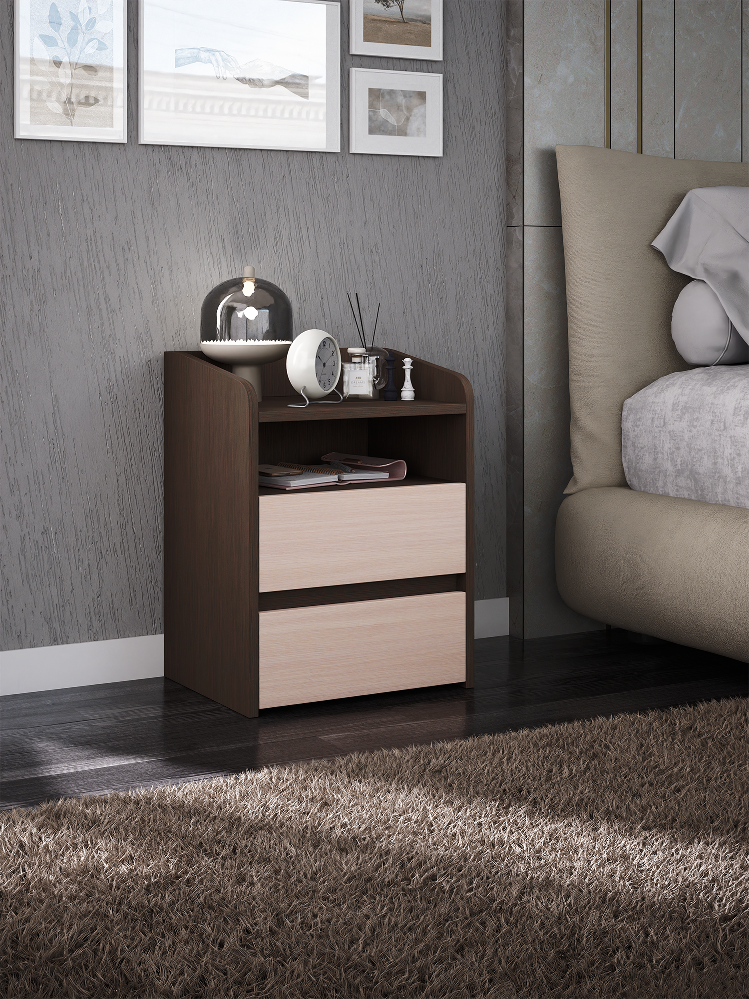 Напольная тумба MFMaster "Vitto-184", ЛДСП, с ящиками, полка, венге-дуб молочный